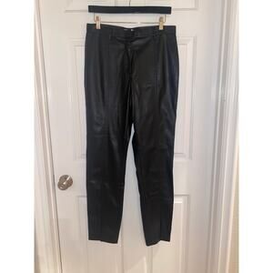 Jason Wu Pants Trousers Split Front Seam Black Vegan Faux Leather Moto XL